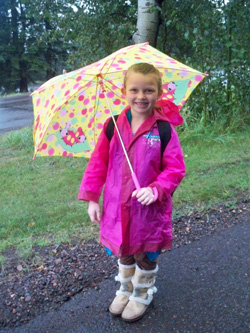 Katie waiting for the bus